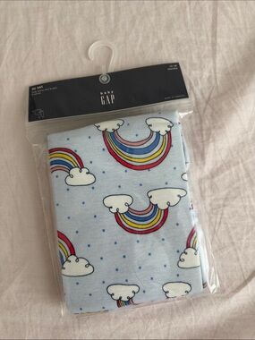 GAP Baby Rainbow Cloud Pajama Set - Light Blue with Multicolor Rainbows